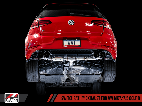 AWE: 2018 Volkswagen MK7.5 Golf R - SwitchPath Exhaust w/ 102mm Chrome Silver Tips