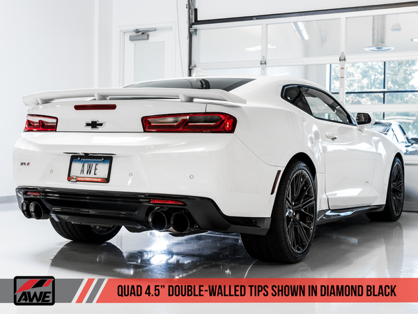 AWE: 2017-19 Chevrolet Camaro SS | ZL1 - Touring Edition Catback Exhaust / Non-Resonated (Diamond Black Tips Quad Outlet)